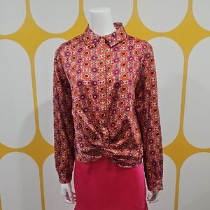 INC International Concepts Red and Pink Floral Button Down Shirt